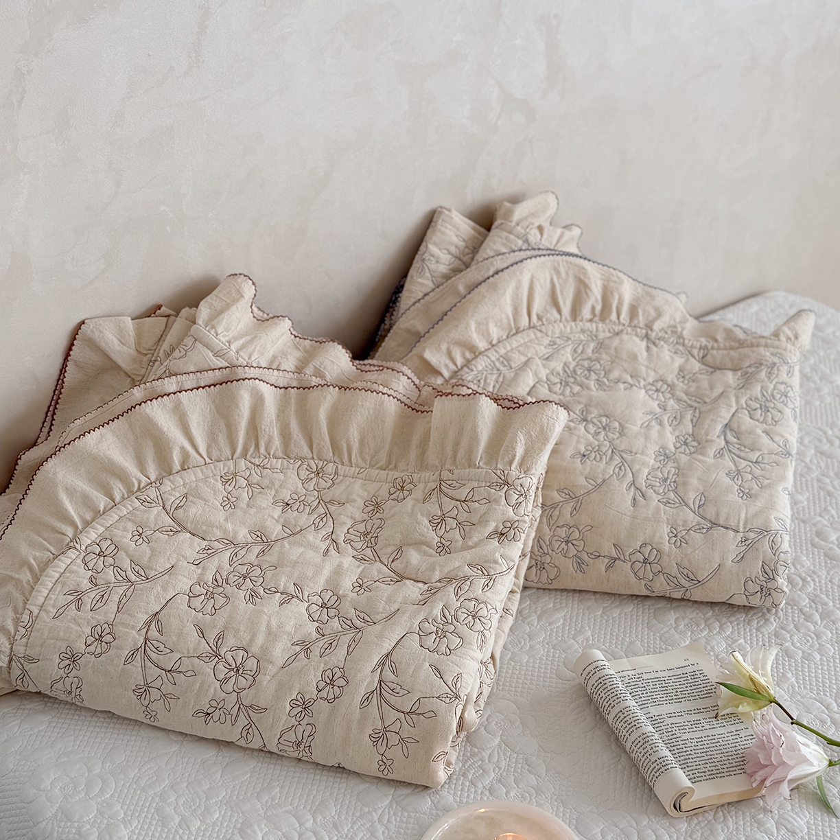 91家纺网 家纺一手货源 找家纺 琳可家居 2026新款东方美学棉麻床盖三件套四件套可搭配被套 组合图仅展示不可下单