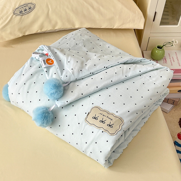 （总）桃心家居 2026新款A类ins云柔水洗棉织标蝴蝶结毛球少女大豆单夏被夏被四件套系列