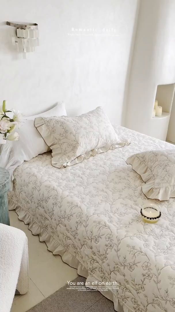 91家纺网 家纺一手货源 找家纺 琳可家居 2026新款东方美学棉麻床盖三件套四件套可搭配被套 素枝花曳