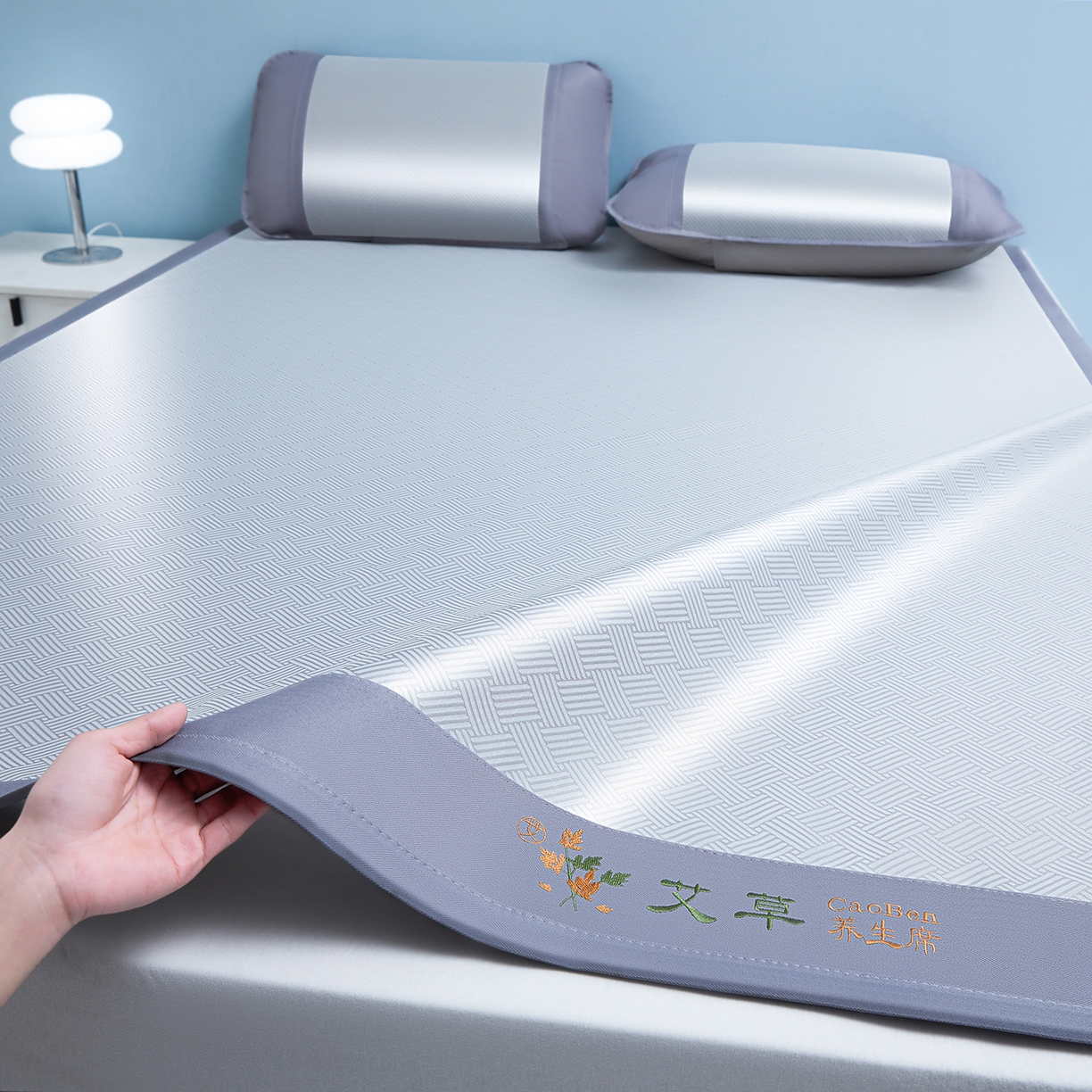 91家纺网 家纺一手货源 找家纺 （总）眠多宝（绒多宝） 2026新款可机洗水洗艾草凉感冰丝高精密碳光软席饼干花三件套