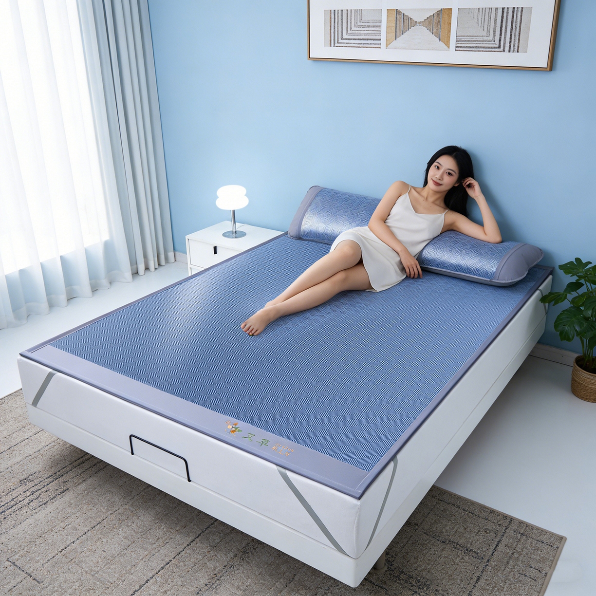 91家纺网 家纺一手货源 找家纺 （总）眠多宝（绒多宝） 2026新款可机洗水洗艾草凉感冰丝高精密碳光软席饼干花三件套