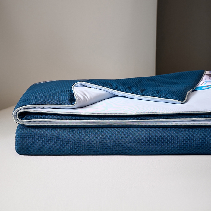 91家纺网 家纺一手货源 找家纺 鸣升家纺 2026新款氨纶提花凉感丝夏被西瓜被空调被冰淇淋夏凉被空调被 冰感-湖蓝