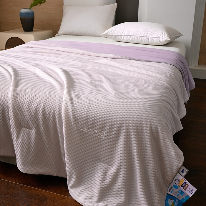 91家纺网 家纺一手货源 找家纺 鸣升家纺 2026新款氨纶提花凉感丝夏被西瓜被空调被冰淇淋夏凉被空调被 冰感-粉