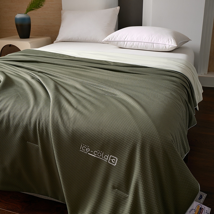 91家纺网 家纺一手货源 找家纺 鸣升家纺 2026新款氨纶提花凉感丝夏被西瓜被空调被冰淇淋夏凉被空调被 冰感-绿