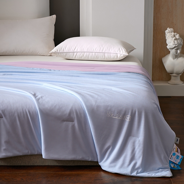 91家纺网 家纺一手货源 找家纺 鸣升家纺 2026新款氨纶提花凉感丝夏被西瓜被空调被冰淇淋夏凉被空调被 冰感-浅蓝