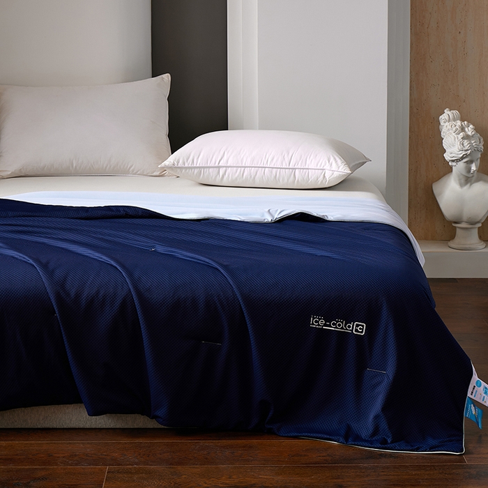 91家纺网 家纺一手货源 找家纺 鸣升家纺 2026新款氨纶提花凉感丝夏被西瓜被空调被冰淇淋夏凉被空调被 冰感-深蓝