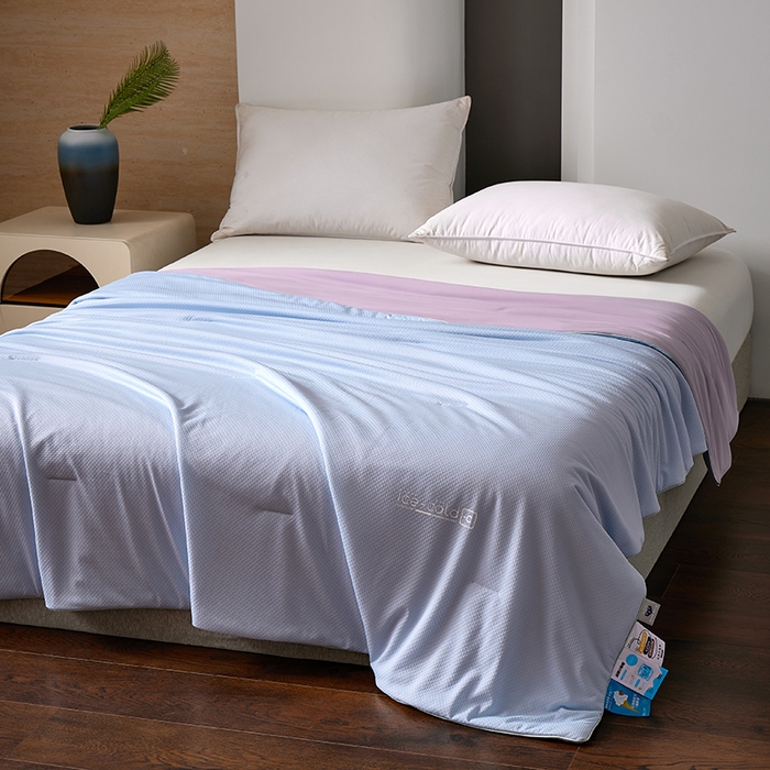 鸣升家纺 2026新款氨纶提花凉感丝夏被西瓜被空调被冰淇淋夏凉被空调被 冰感-浅蓝