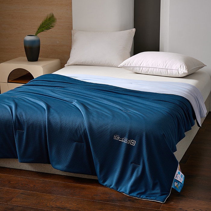 鸣升家纺 2026新款氨纶提花凉感丝夏被西瓜被空调被冰淇淋夏凉被空调被 冰感-湖蓝