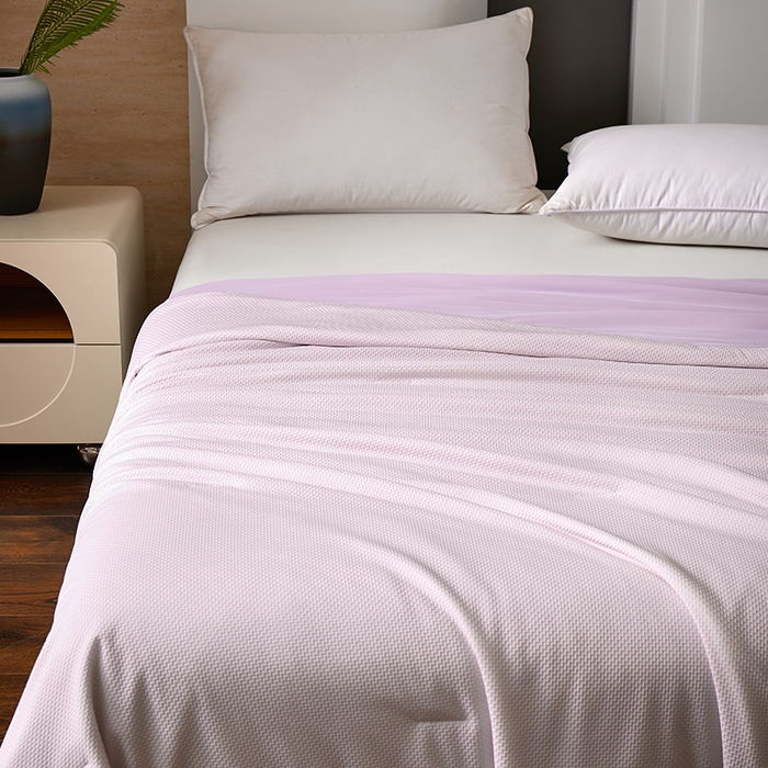 91家纺网 家纺一手货源 找家纺 鸣升家纺 2026新款氨纶提花凉感丝夏被西瓜被空调被冰淇淋夏凉被空调被 冰感-粉