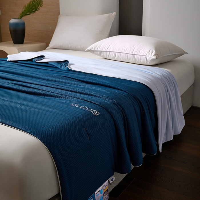 91家纺网 家纺一手货源 找家纺 鸣升家纺 2026新款氨纶提花凉感丝夏被西瓜被空调被冰淇淋夏凉被空调被 冰感-湖蓝