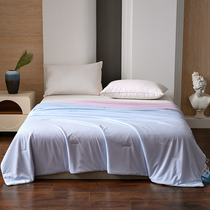 91家纺网 家纺一手货源 找家纺 鸣升家纺 2026新款氨纶提花凉感丝夏被西瓜被空调被冰淇淋夏凉被空调被 冰感-浅蓝