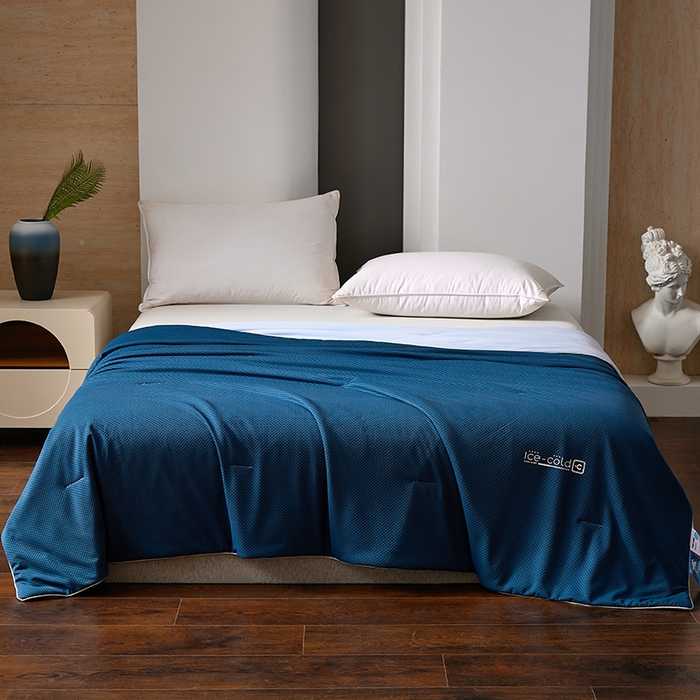 91家纺网 家纺一手货源 找家纺 鸣升家纺 2026新款氨纶提花凉感丝夏被西瓜被空调被冰淇淋夏凉被空调被 冰感-湖蓝