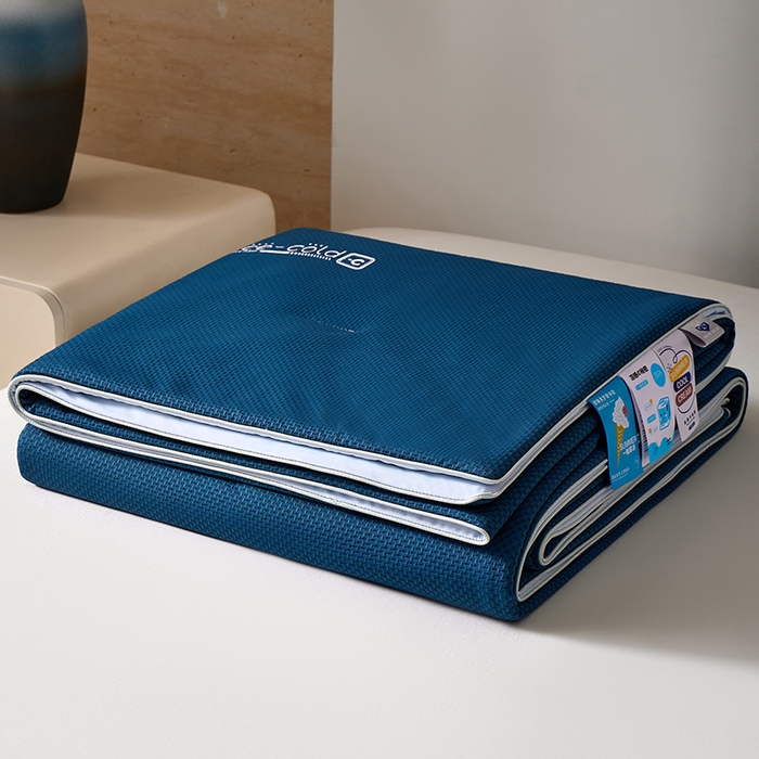 91家纺网 家纺一手货源 找家纺 鸣升家纺 2026新款氨纶提花凉感丝夏被西瓜被空调被冰淇淋夏凉被空调被 冰感-湖蓝