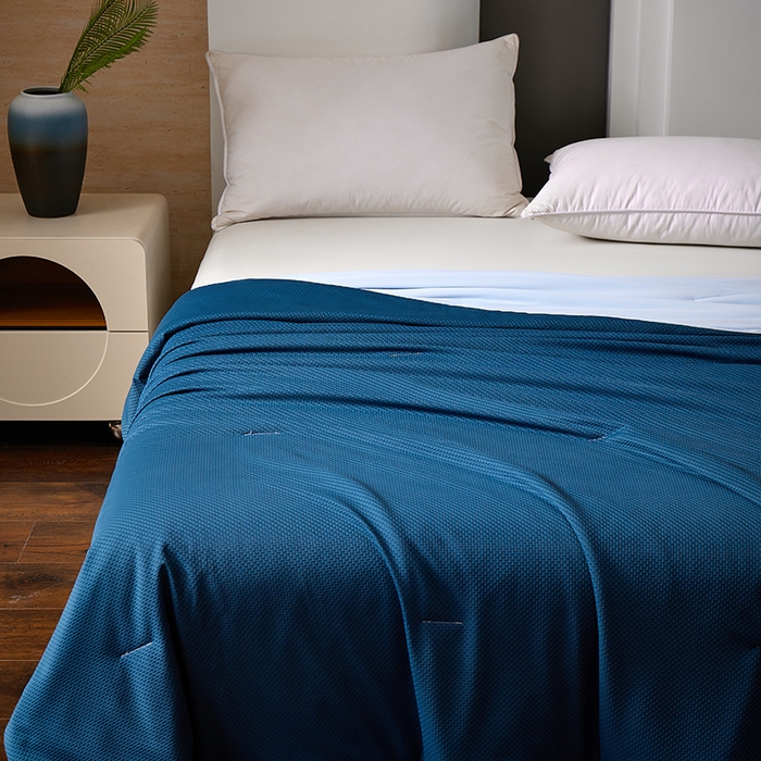 91家纺网 家纺一手货源 找家纺 鸣升家纺 2026新款氨纶提花凉感丝夏被西瓜被空调被冰淇淋夏凉被空调被 冰感-湖蓝