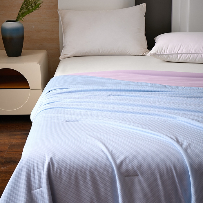 91家纺网 家纺一手货源 找家纺 鸣升家纺 2026新款氨纶提花凉感丝夏被西瓜被空调被冰淇淋夏凉被空调被 冰感-浅蓝