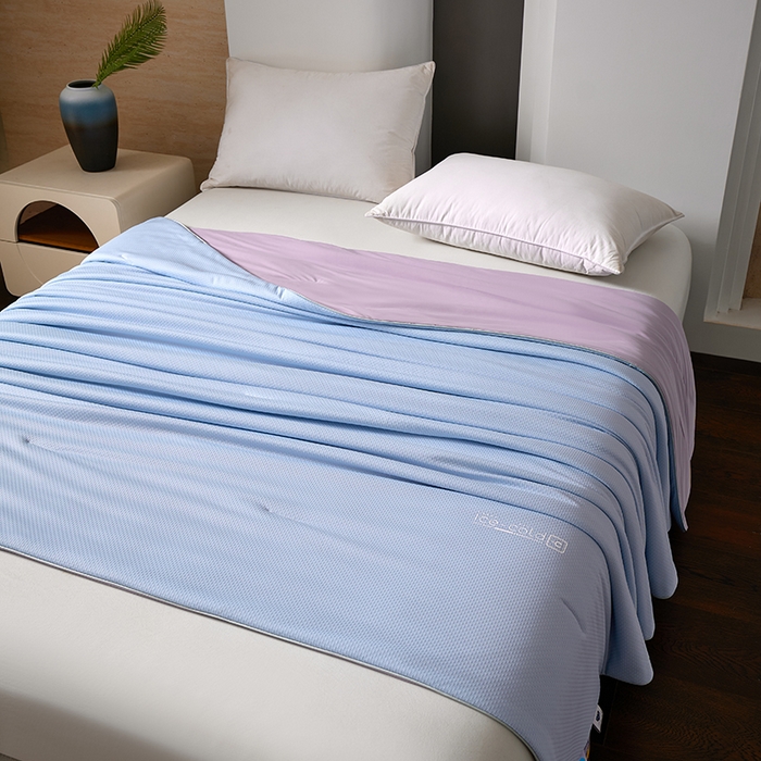 91家纺网 家纺一手货源 找家纺 鸣升家纺 2026新款氨纶提花凉感丝夏被西瓜被空调被冰淇淋夏凉被空调被 冰感-浅蓝