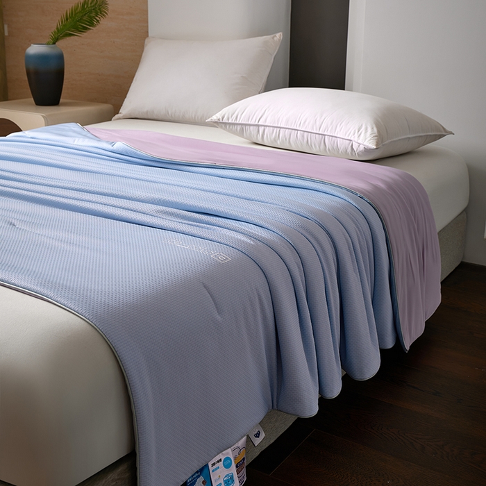 91家纺网 家纺一手货源 找家纺 鸣升家纺 2026新款氨纶提花凉感丝夏被西瓜被空调被冰淇淋夏凉被空调被 冰感-浅蓝