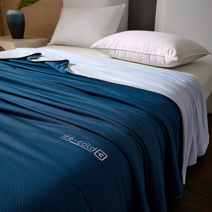 91家纺网 家纺一手货源 找家纺 鸣升家纺 2026新款氨纶提花凉感丝夏被西瓜被空调被冰淇淋夏凉被空调被 冰感-湖蓝