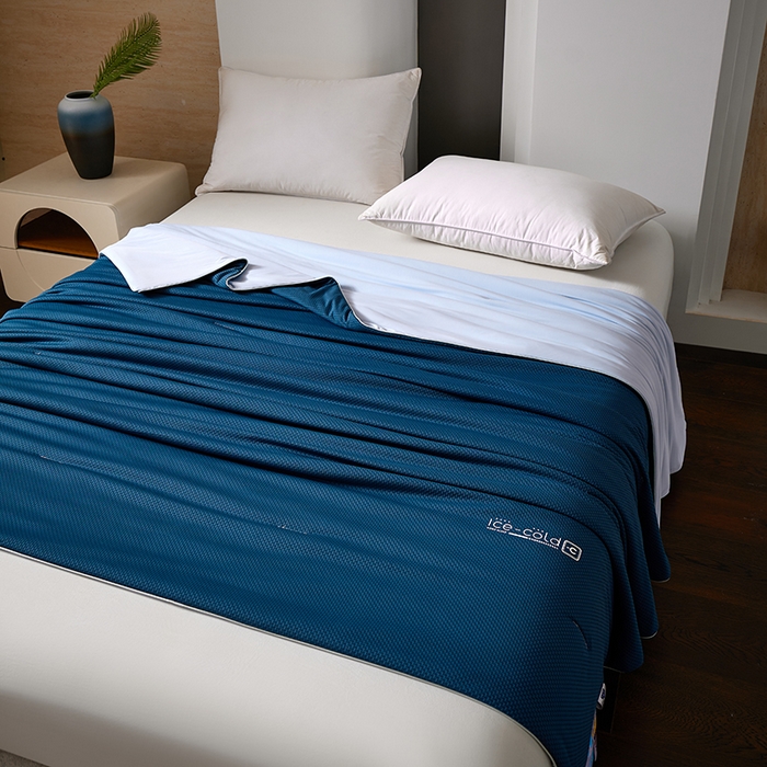 91家纺网 家纺一手货源 找家纺 鸣升家纺 2026新款氨纶提花凉感丝夏被西瓜被空调被冰淇淋夏凉被空调被 冰感-湖蓝