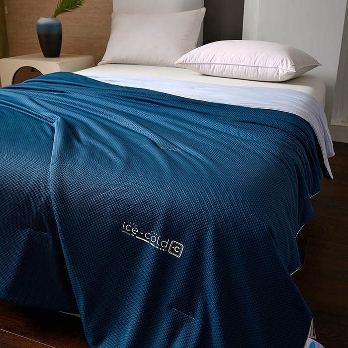 91家纺网 家纺一手货源 找家纺 鸣升家纺 2026新款氨纶提花凉感丝夏被西瓜被空调被冰淇淋夏凉被空调被 冰感-湖蓝