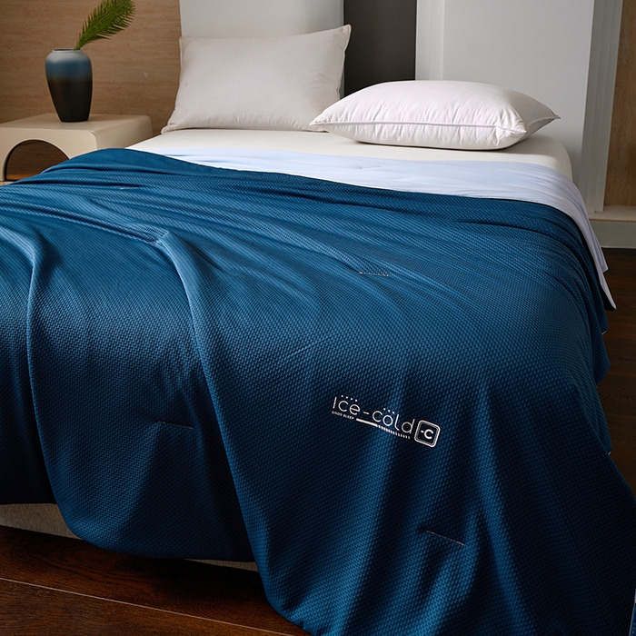 91家纺网 家纺一手货源 找家纺 鸣升家纺 2026新款氨纶提花凉感丝夏被西瓜被空调被冰淇淋夏凉被空调被 冰感-湖蓝