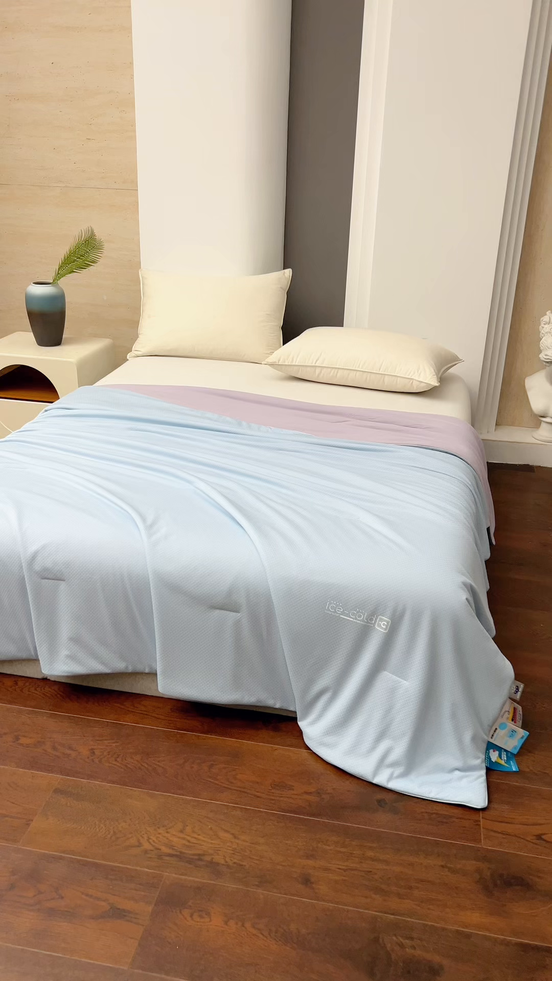 91家纺网 家纺一手货源 找家纺 鸣升家纺 2026新款氨纶提花凉感丝夏被西瓜被空调被冰淇淋夏凉被空调被 冰感-浅蓝