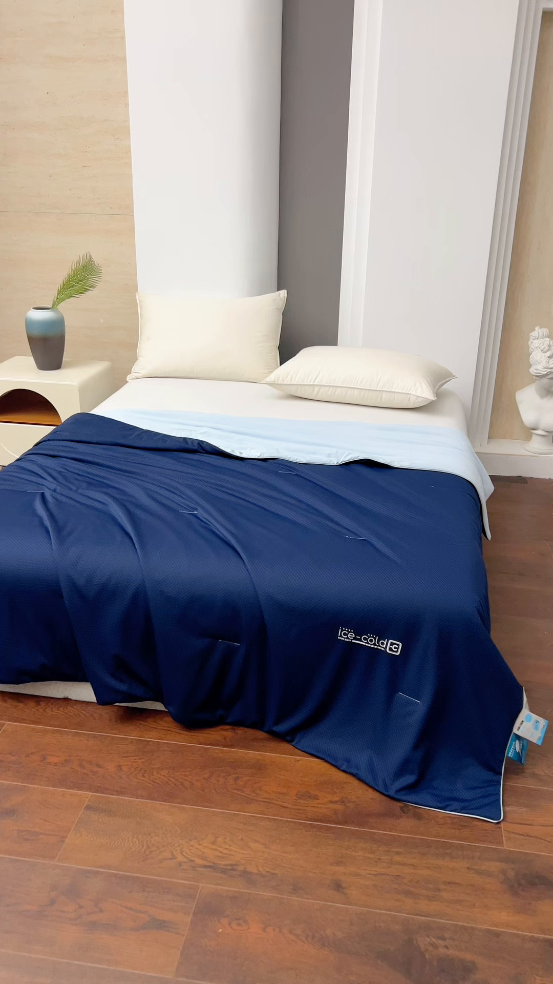 91家纺网 家纺一手货源 找家纺 鸣升家纺 2026新款氨纶提花凉感丝夏被西瓜被空调被冰淇淋夏凉被空调被 冰感-深蓝