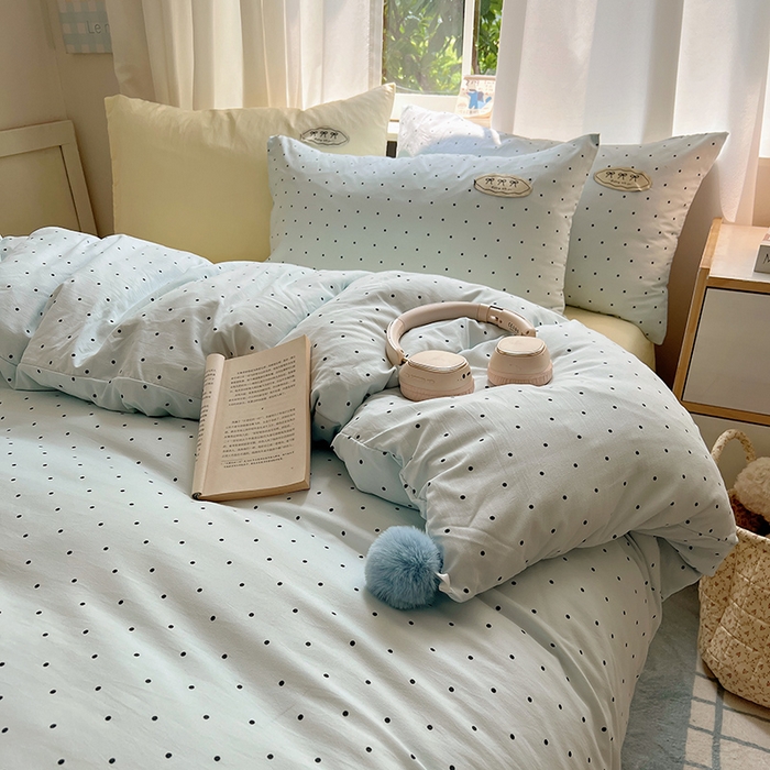 91家纺网 家纺一手货源 找家纺 （总）桃心家居 2026新款A类ins云柔水洗棉织标混搭蝴蝶结毛球少女奶呼呼仙气四件套