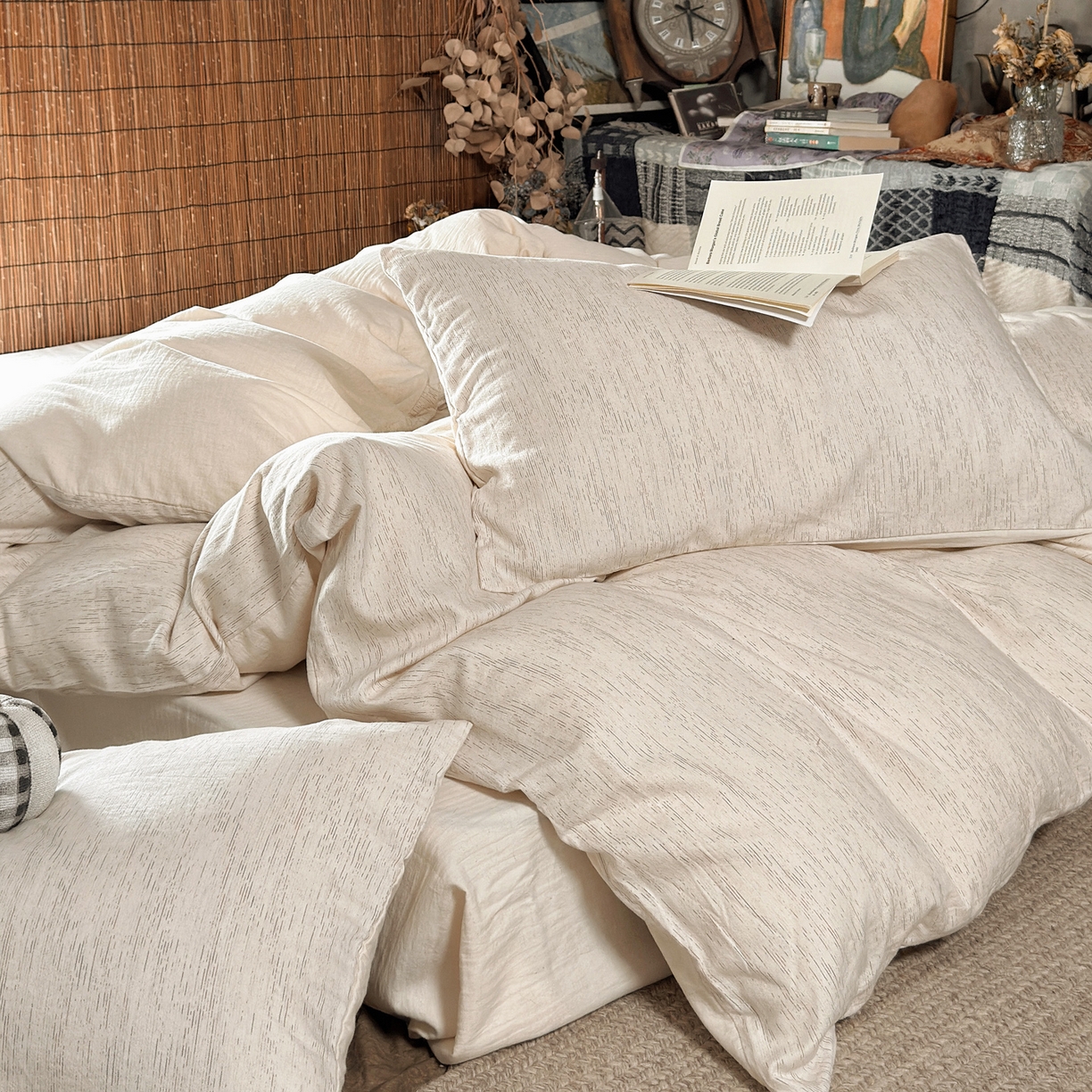 91家纺网 家纺一手货源 找家纺 （总）壹和 2026新款A类色织提花棉麻四件套