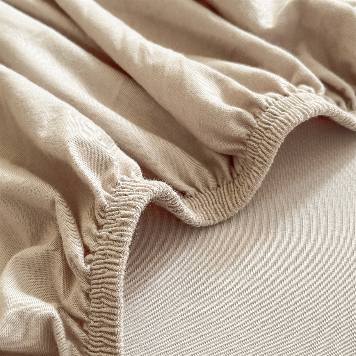 91家纺网 家纺一手货源 找家纺 舒居家纺 2026新款全棉针织棉床笠 米驼