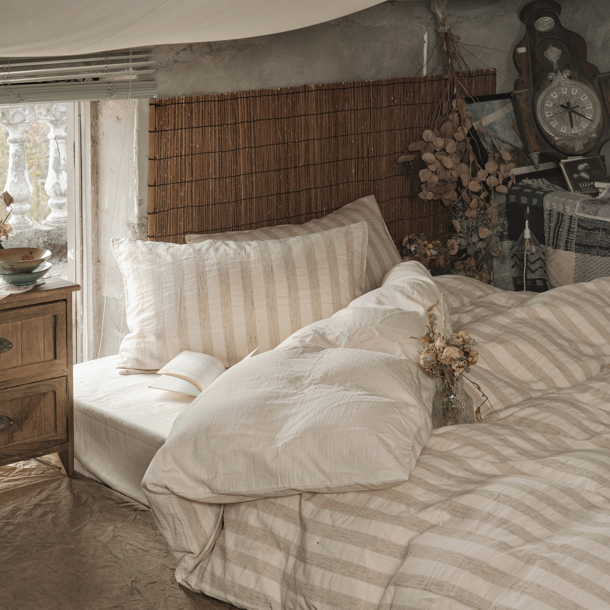 91家纺网 家纺一手货源 找家纺 壹和 2026新款A类色织提花棉麻四件套 秘境