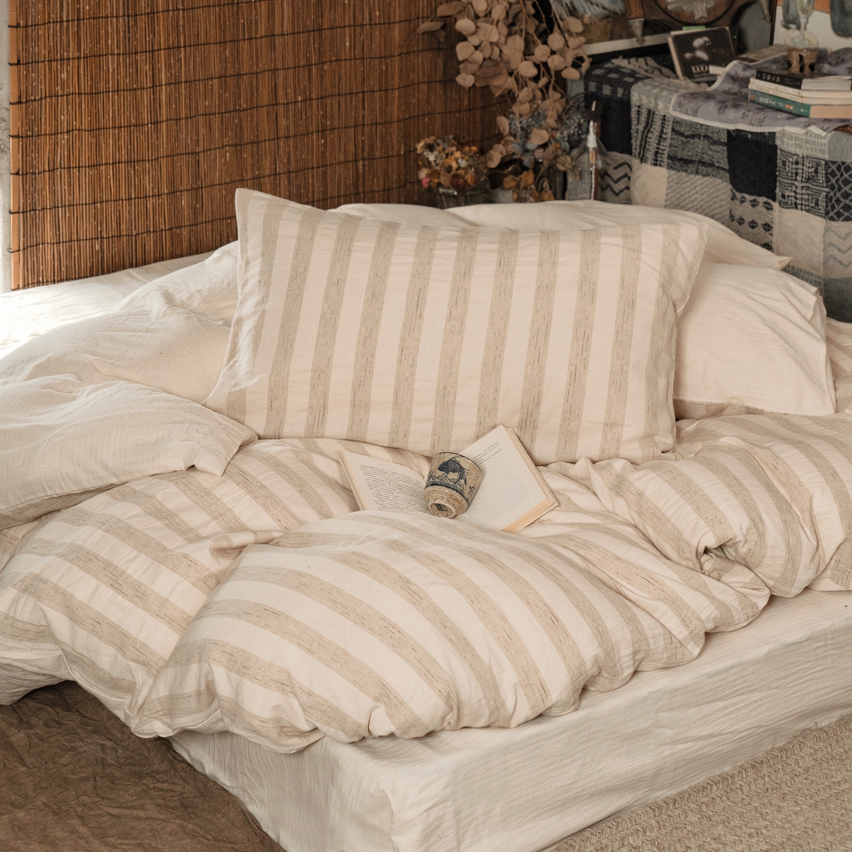 91家纺网 家纺一手货源 找家纺 壹和 2026新款A类色织提花棉麻四件套 秘境