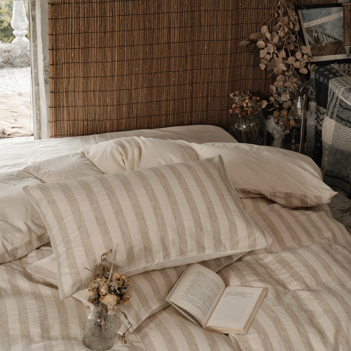 91家纺网 家纺一手货源 找家纺 壹和 2026新款A类色织提花棉麻四件套 秘境