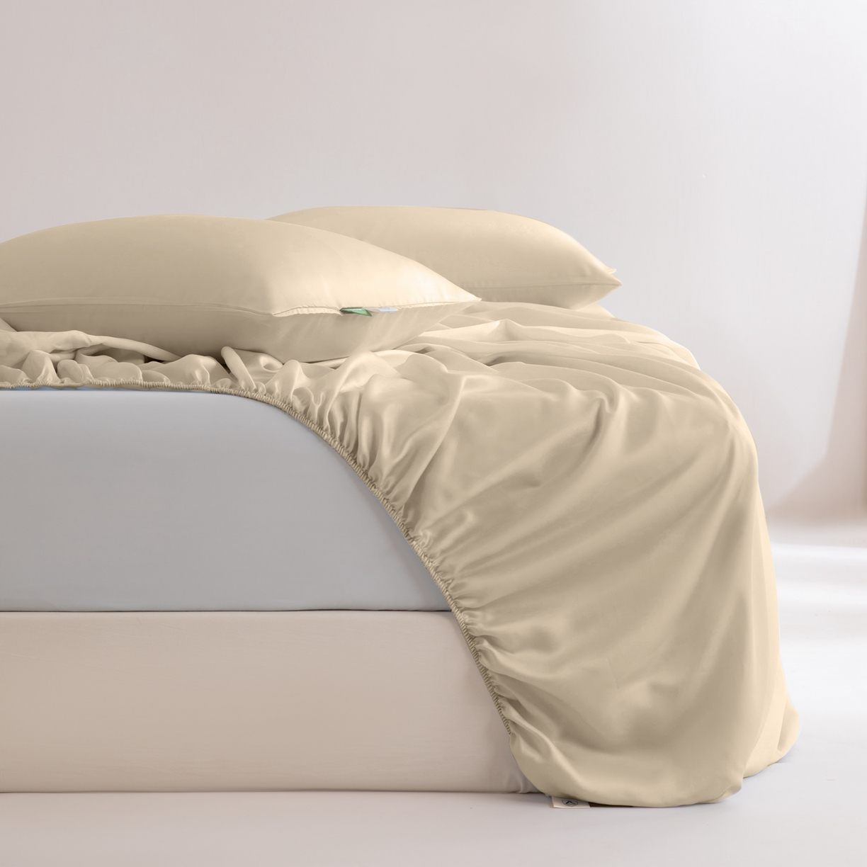 眠博士 2026新款60S天丝莱赛尔纯色床笠-场景二 60S天丝床笠-浅茶色