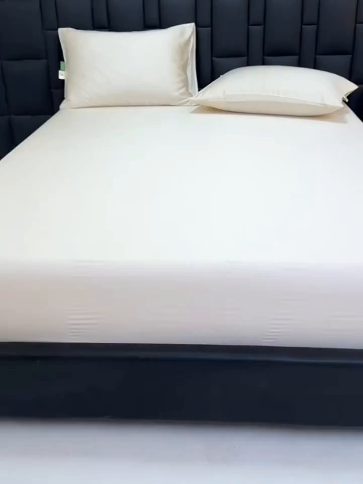 91家纺网 家纺一手货源 找家纺 眠博士 2026新款60S天丝莱赛尔纯色床笠-场景二 60S天丝床笠-云朵白