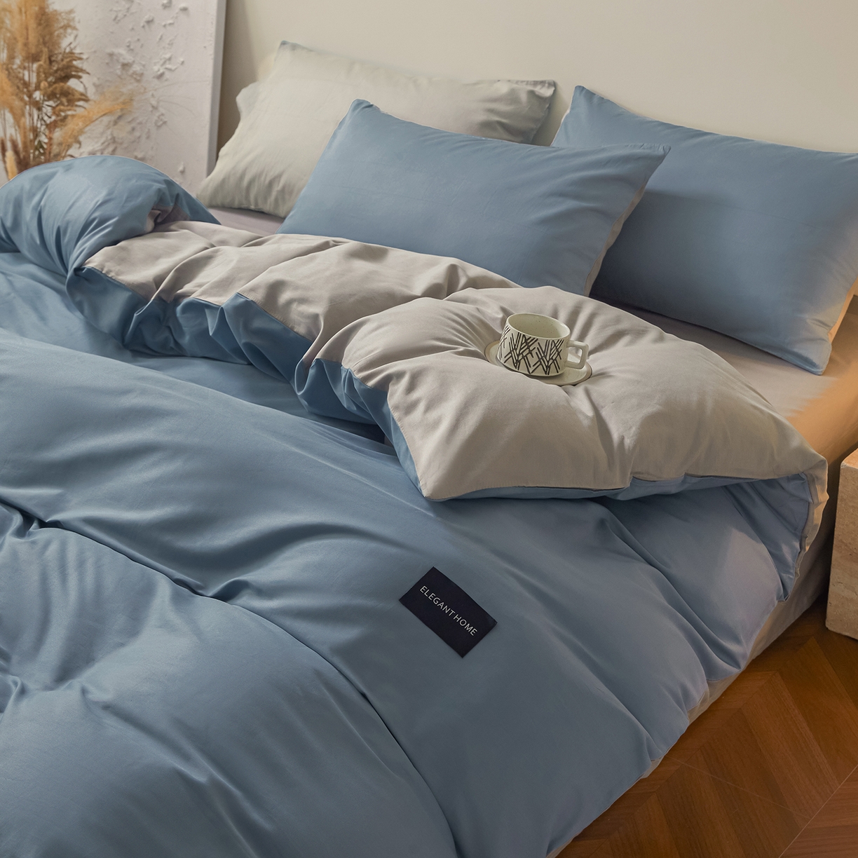 91家纺网 家纺一手货源 找家纺 （总）寐眠 2026新款全棉纯棉纯色双拼四件套