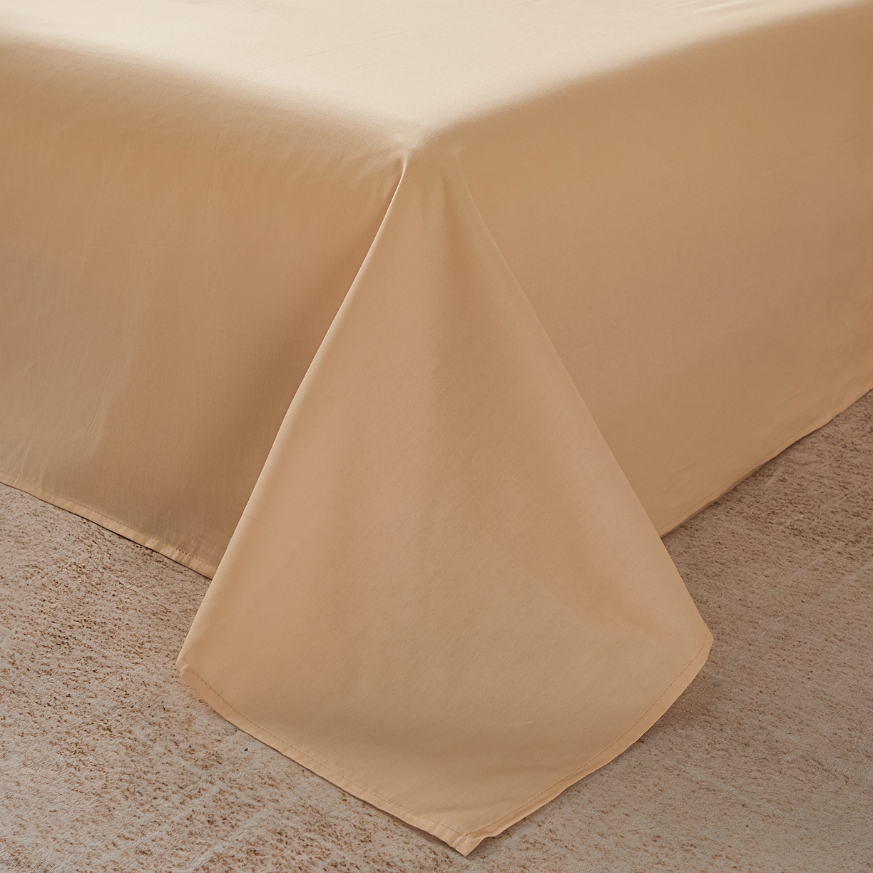 91家纺网 家纺一手货源 找家纺 寐眠 2026新款全棉纯棉纯色双拼四件套 暖棕卡其