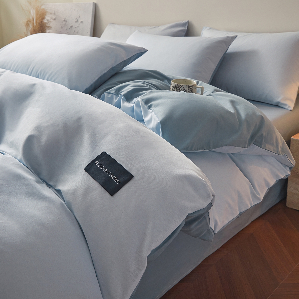 91家纺网 家纺一手货源 找家纺 （总）寐眠 2026新款全棉纯棉纯色双拼四件套