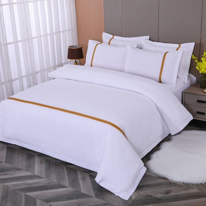 91家纺网 家纺一手货源 找家纺 （总）好杰 2026新款加厚加密酒店布草织带四件套