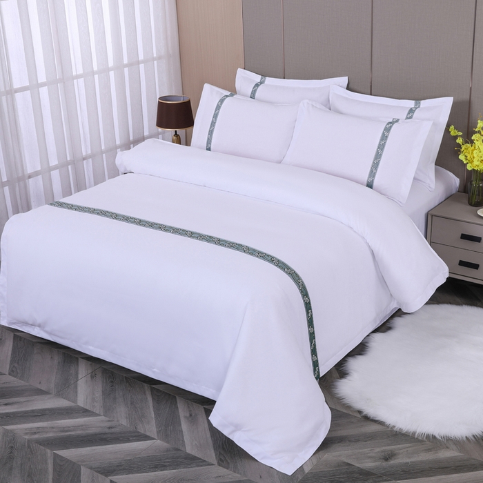 91家纺网 家纺一手货源 找家纺 （总）好杰 2026新款加厚加密酒店布草织带四件套