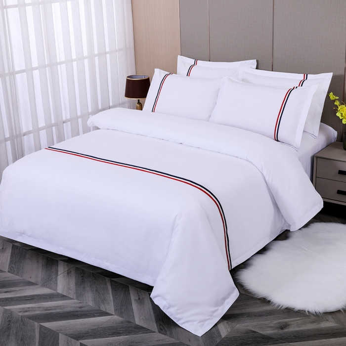 91家纺网 家纺一手货源 找家纺 （总）好杰 2026新款加厚加密酒店布草织带四件套