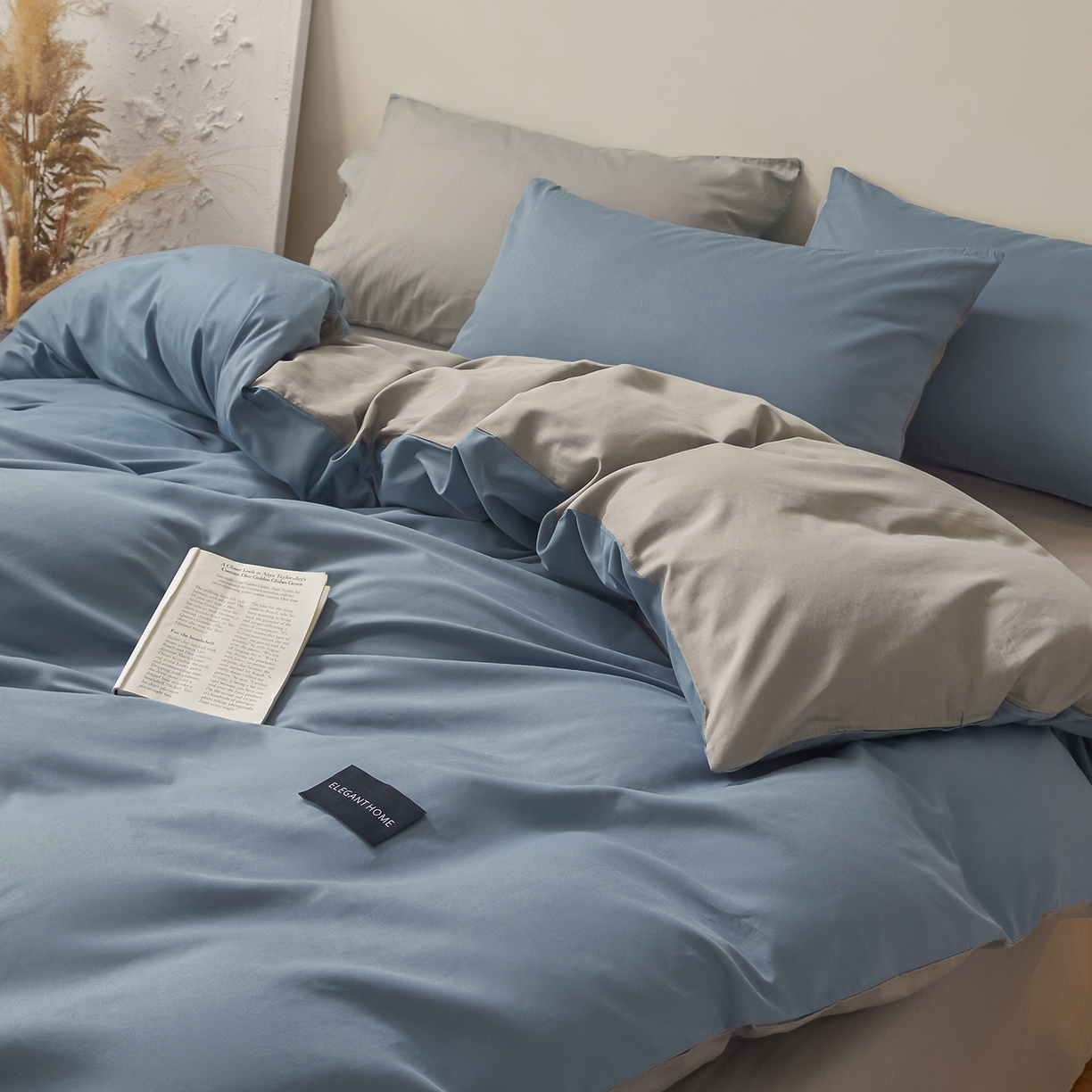 91家纺网 家纺一手货源 找家纺 （总）寐眠 2026新款全棉纯棉纯色双拼四件套