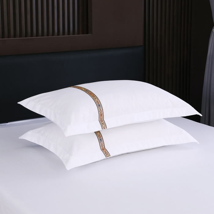 91家纺网 家纺一手货源 找家纺 好杰 2026新款加厚加密酒店布草织带四件套 好运连连