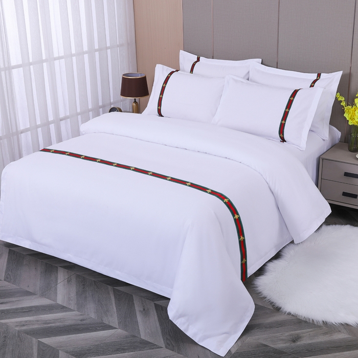 好杰 2026新款加厚加密酒店布草织带四件套 金蜜彩蝶