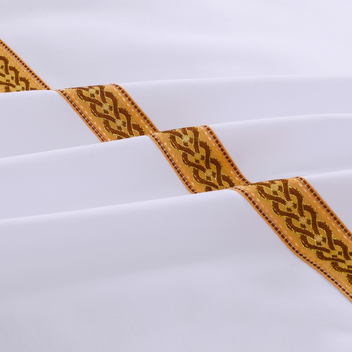 91家纺网 家纺一手货源 找家纺 好杰 2026新款加厚加密酒店布草织带四件套 金玉良缘