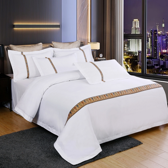 好杰 2026新款加厚加密酒店布草织带四件套 好运连连