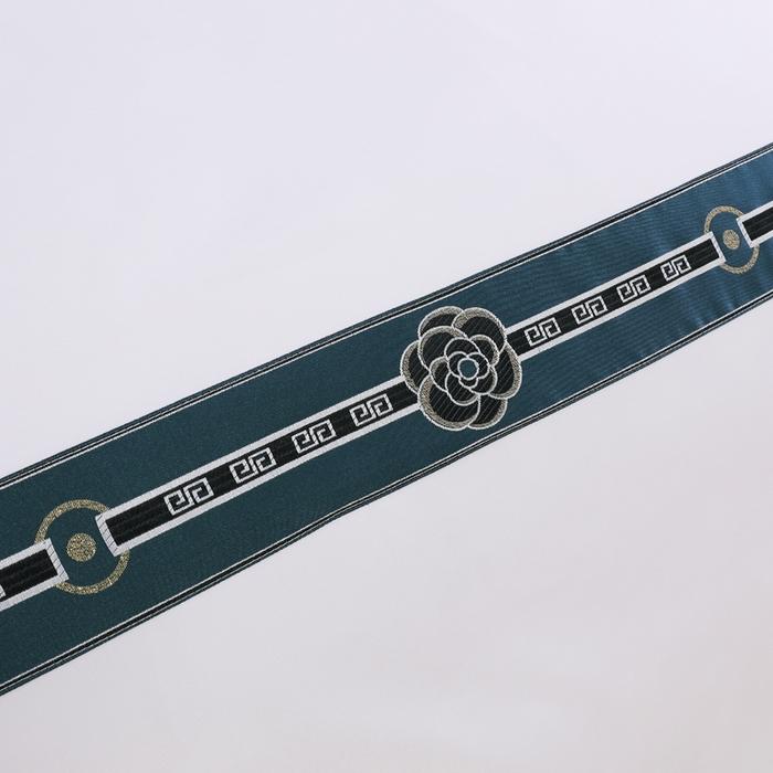 91家纺网 家纺一手货源 找家纺 好杰 2026新款加厚加密酒店布草织带四件套 花开富贵-绿