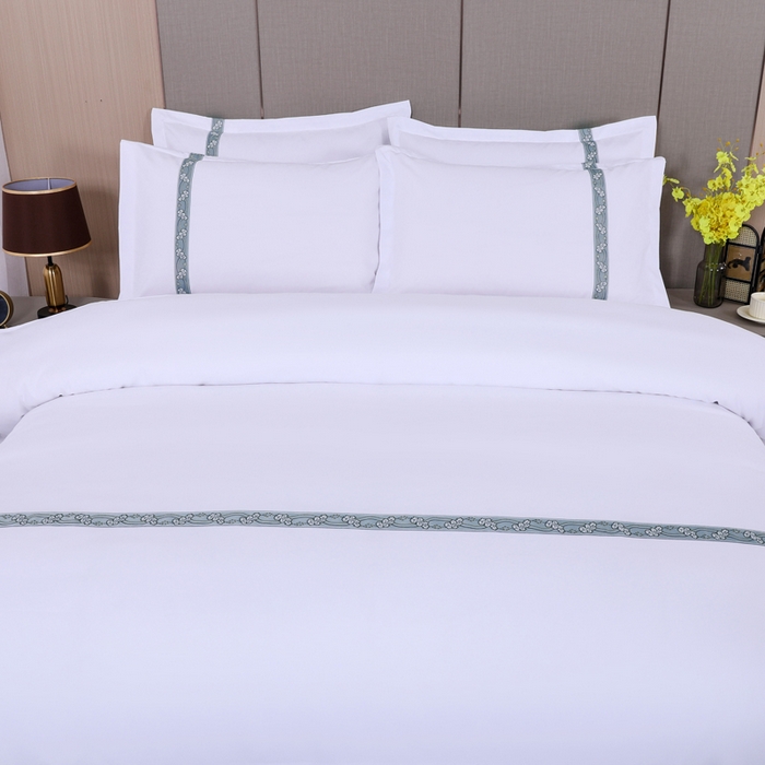 91家纺网 家纺一手货源 找家纺 好杰 2026新款加厚加密酒店布草织带四件套 花之舞