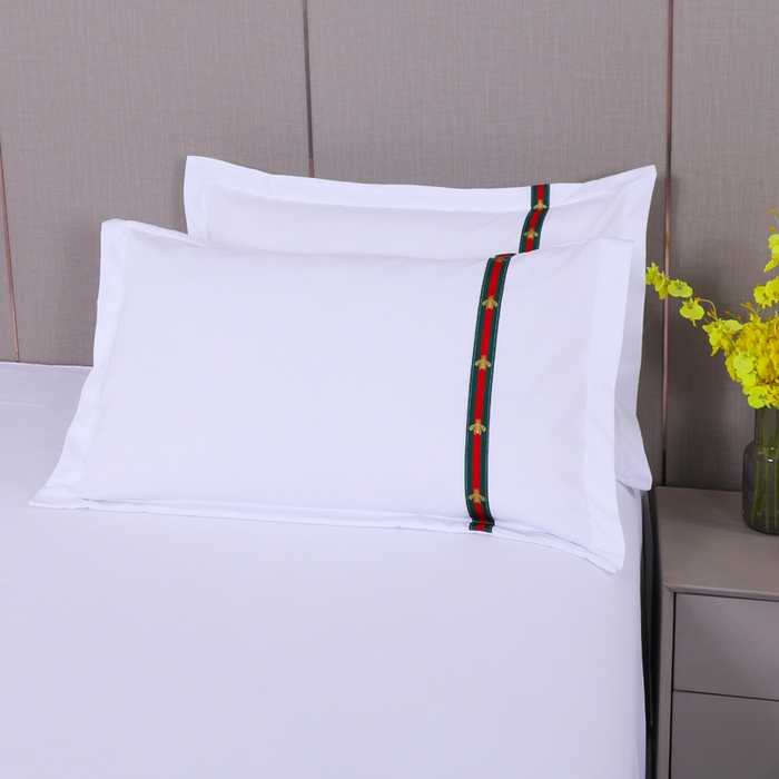 91家纺网 家纺一手货源 找家纺 好杰 2026新款加厚加密酒店布草织带四件套 金蜜彩蝶