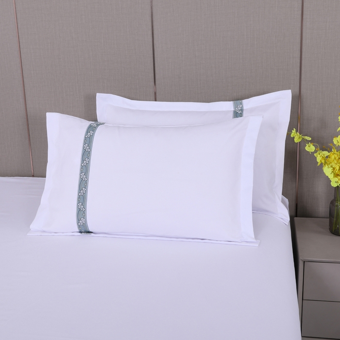 91家纺网 家纺一手货源 找家纺 好杰 2026新款加厚加密酒店布草织带四件套 花之舞